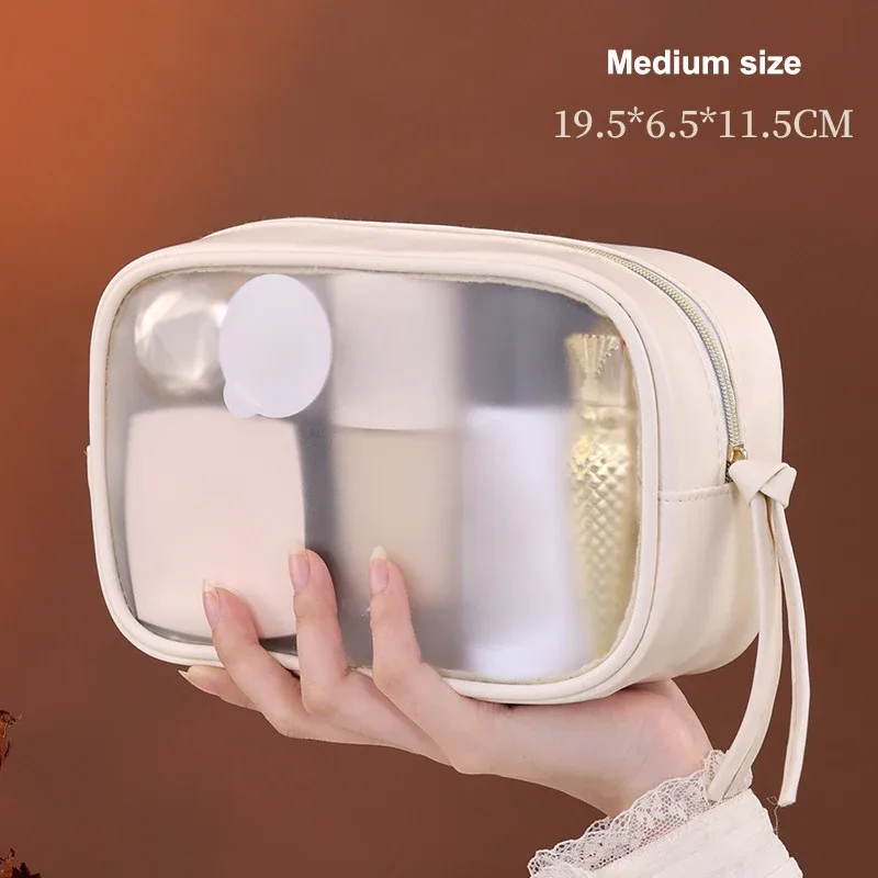sac de rangement de cosmétiques de grande capacité, sac de maquillage multifonctionnel semi-transparent, trousse de toilette de voyage d'affaires, 1 pièce