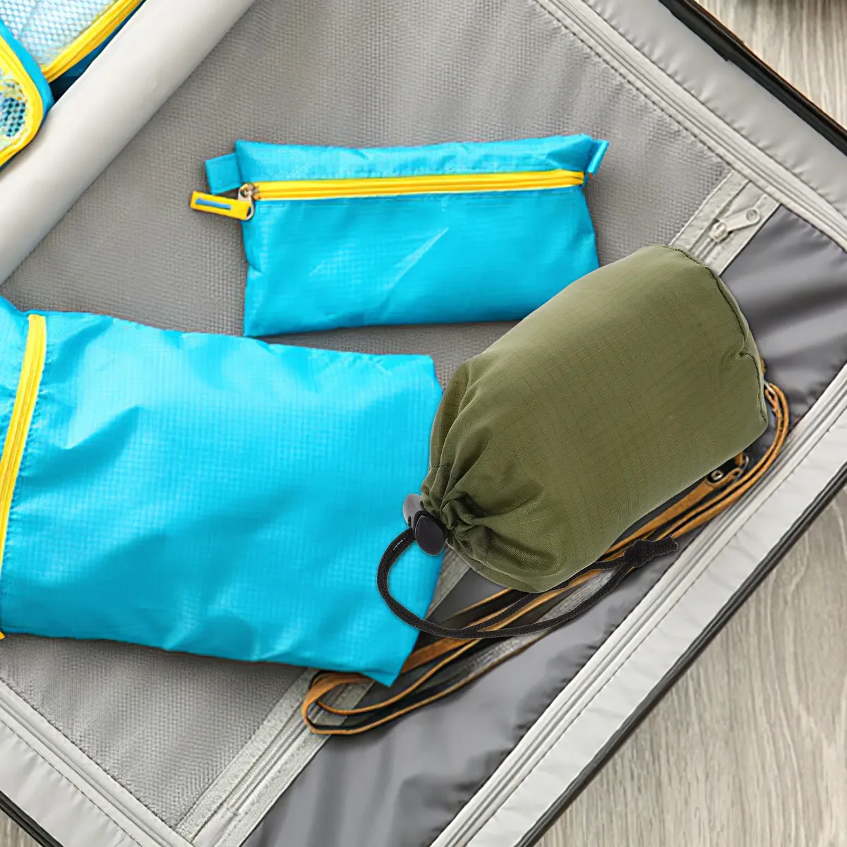 sac de rangement imperméable en nylon pour vêtements de pluie, avec cordon de serrage, sac compact pour le camping, la randonnée, les voyages en plein air et le backpacking
