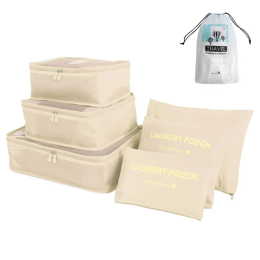 8/6 pièces ensemble sac de rangement de voyage grande capacité bagages vêtements tri organisateur valise pochette étui essentiels chaussures emballage cube