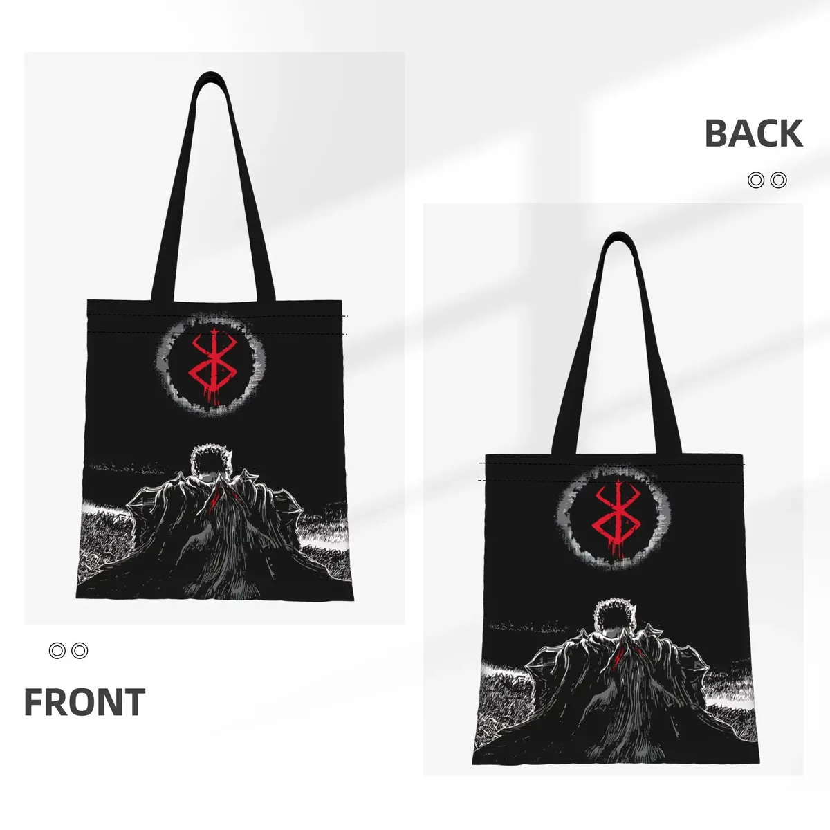 Sac fourre-tout en toile Berserk pour fans d'anime Black Swordsman, parfait pour le shopping et l'usage personnel, excellent cadeau