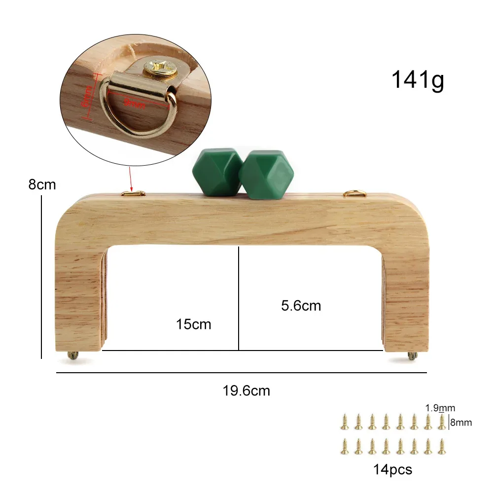 perles en bois de 19.6cm x 11cm, 1 pièce/2 pièces, serrure assortie, portefeuille mural, cadre de sac à main, poignée faite à la main avec perles colorées, pièces de rechange
