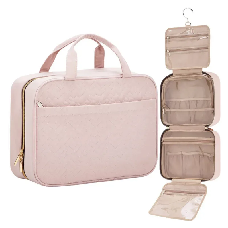 trousse de toilette sac de voyage avec crochet de suspension, trousse de maquillage résistante à l'eau organisateur de voyage pour accessoires, shampoing,