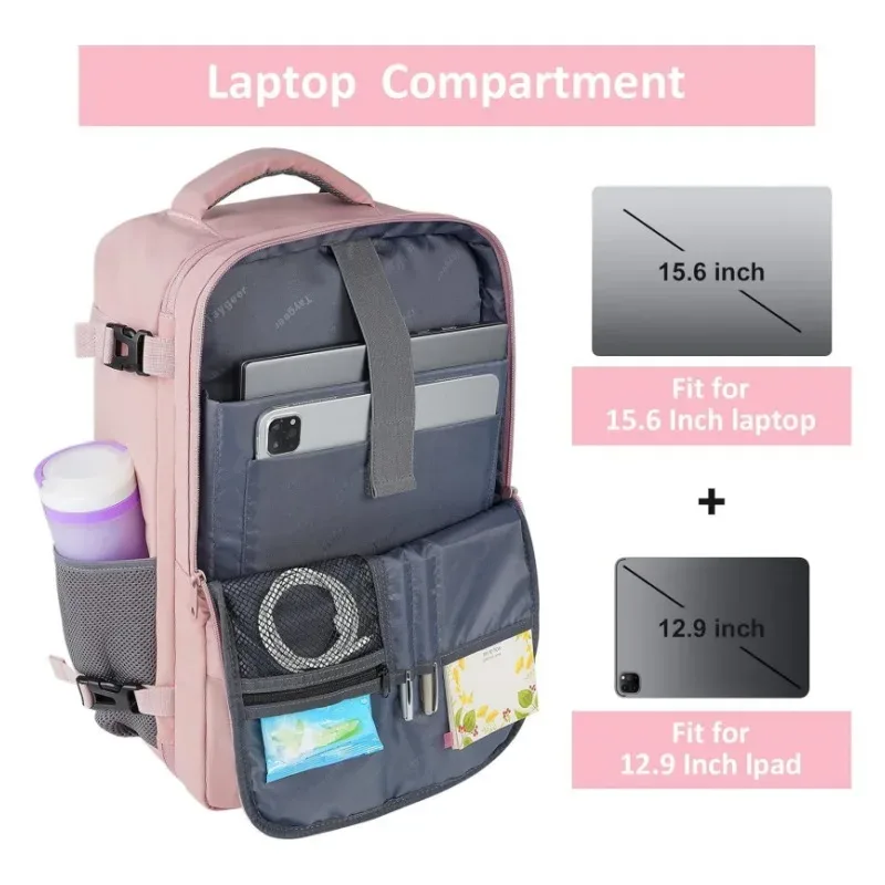 sac à dos de voyage avec port de charge usb et compartiment à chaussures, compatible bagage cabine tsa, pour ordinateur portable 15,6 pouces