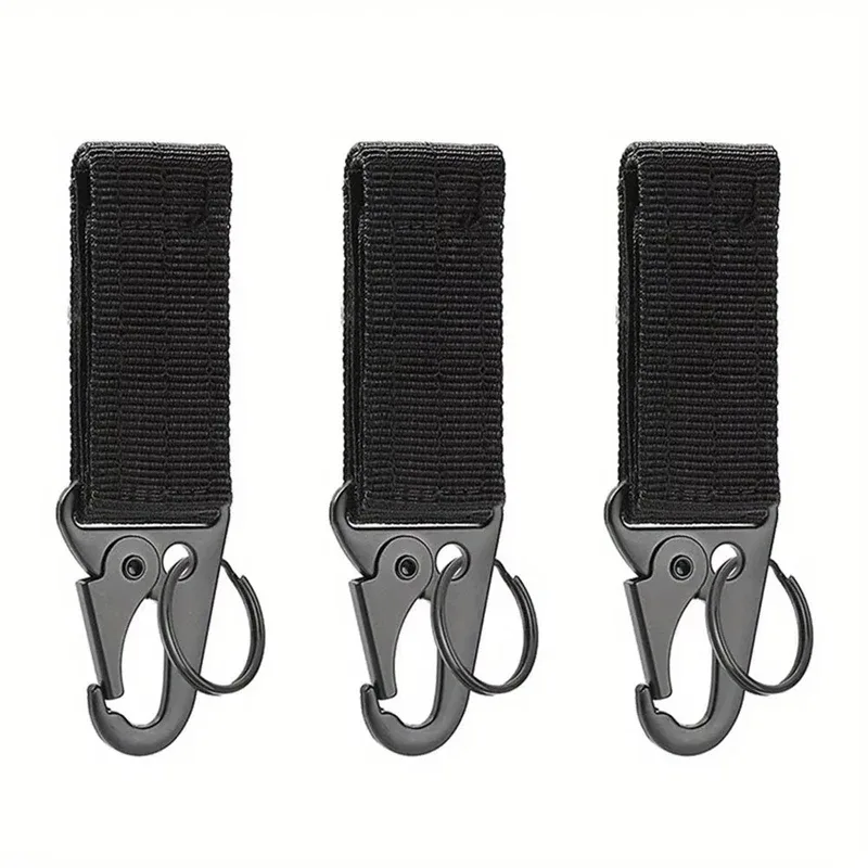 lot de 3 mousquetons tactiques edc pour extérieur, porte-clés en sangle de nylon, support de clés, crochet de ceinture pour sac à dos de camping, boucle de suspension, clip multifonction