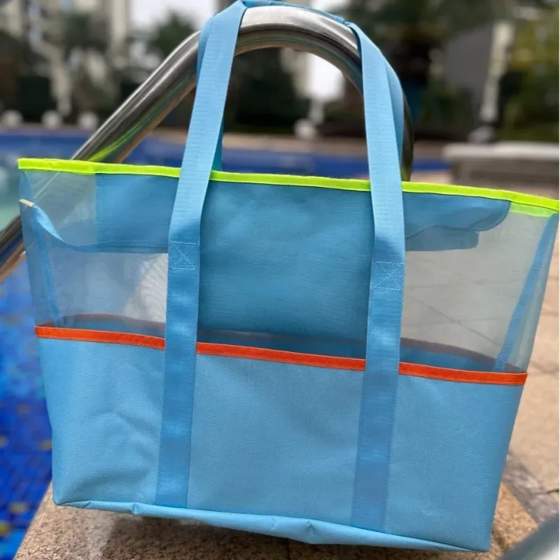 sac de plage étanche et organisateur de toilette de voyage, 1 pièce, sac de rangement de sable en tissu oxford avec poches zippées