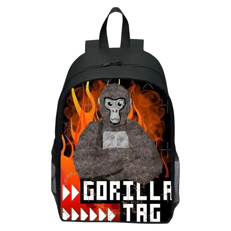 sac à dos pour enfants de 16 pouces, jeu imprimé, étiquette gorilla, sac à dos d'école primaire, pour garçons et filles
