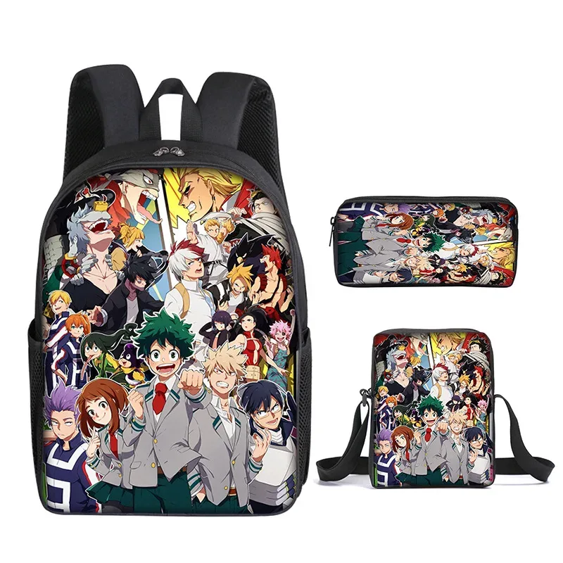 sac à dos my hero academy, sac à déjeuner, trousse à crayons, ensemble cadeau pour enfants et étudiants
