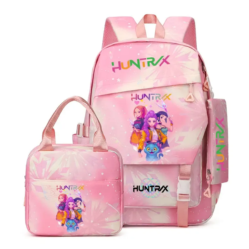 lot de 3 sacs à dos k-pop demon hunters pour filles, adolescents, femmes et enfants, pour l'école primaire et secondaire
