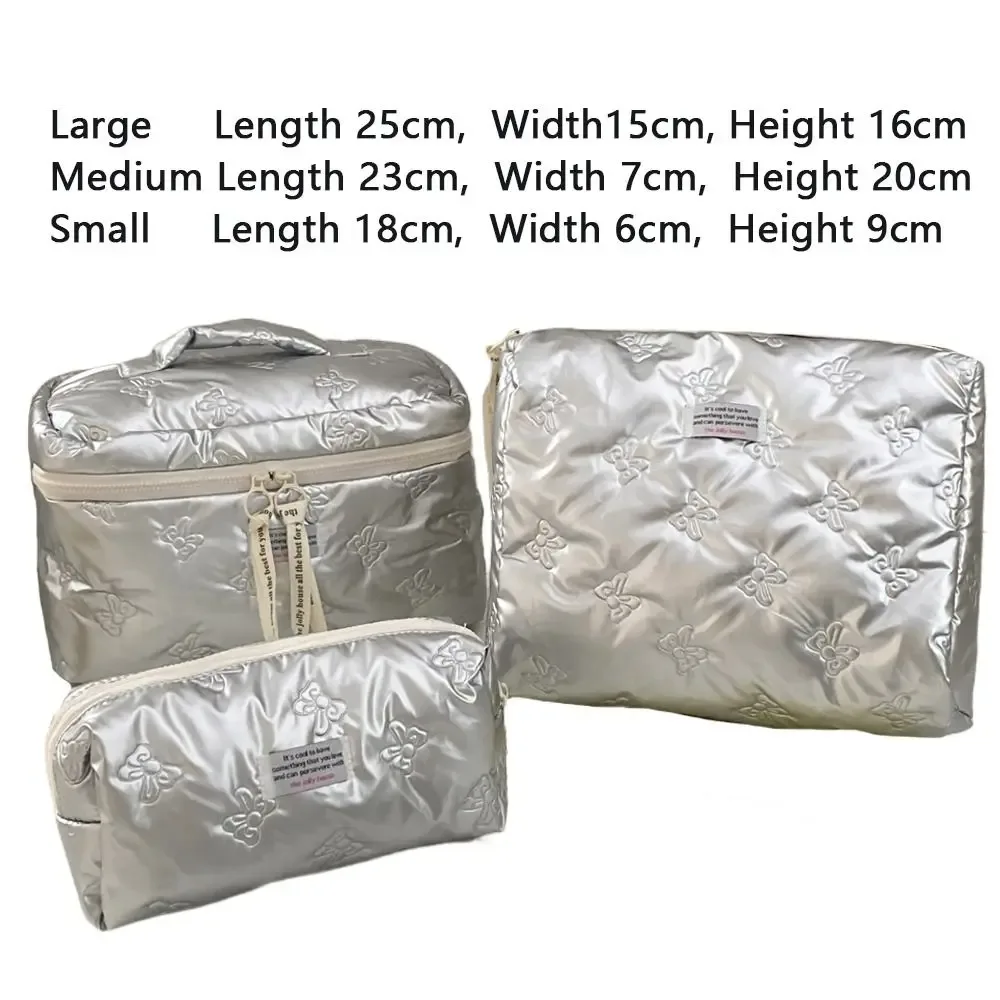 sac à cosmétiques élégant en pu avec décoration en nœud, compartiment de rangement, trousse de maquillage multifonction, trousse de toilette pour femmes