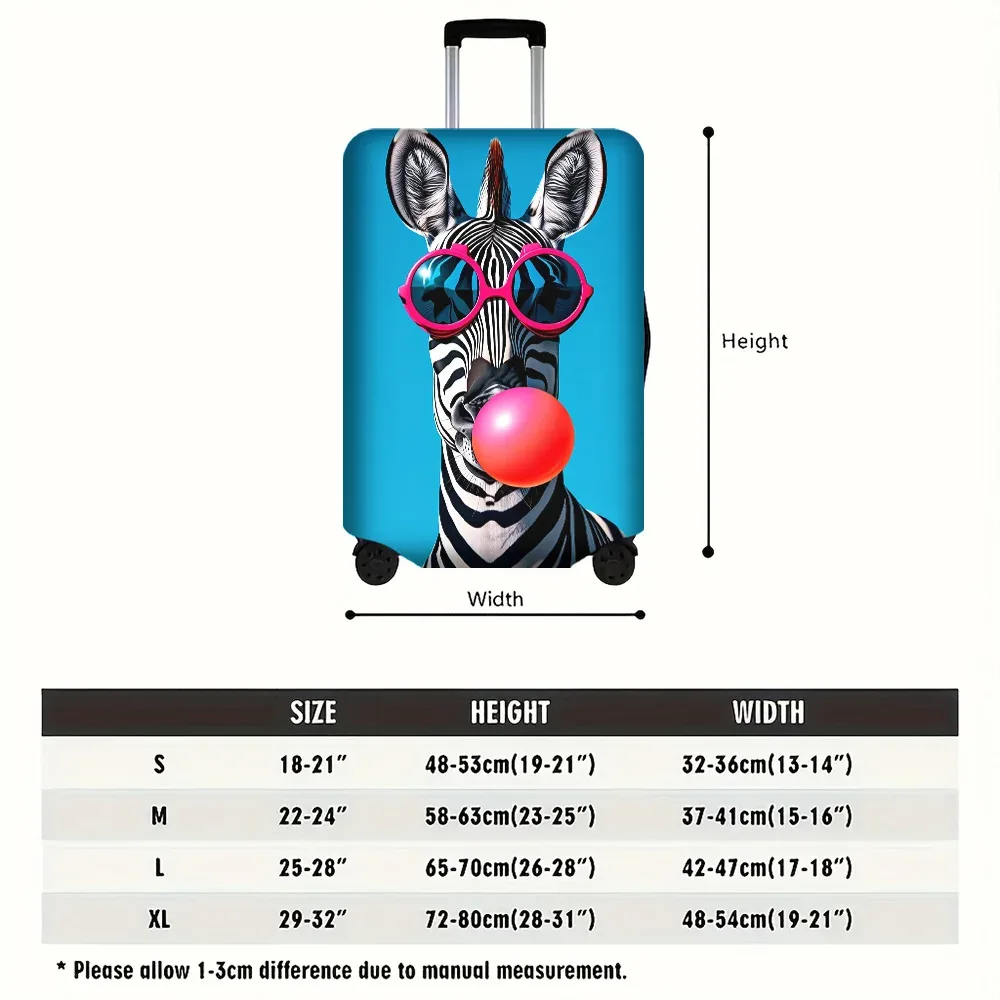 1 housse de bagage imprimée motif zèbre et bulles pour bagages de 18 à 32 pouces ; accessoires de voyage anti-poussière et élastiques pour une protection efficace