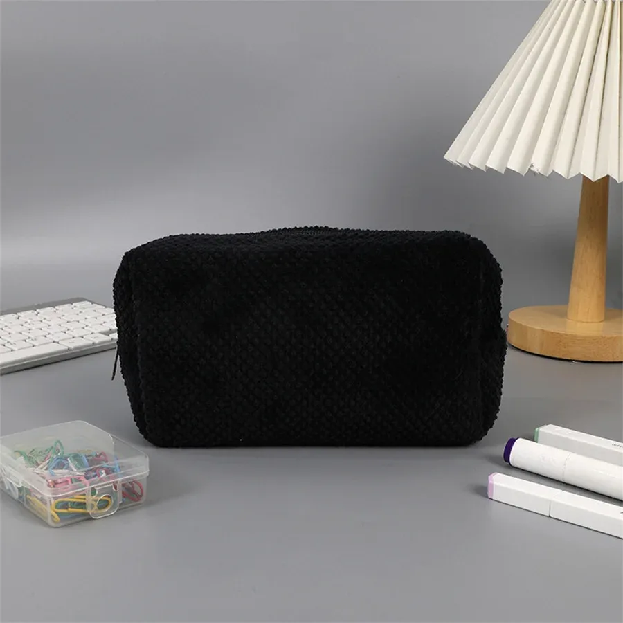 sac de rangement en peluche solide pour rouge à lèvres cosmétique, trousse à crayons, sacs à main de maquillage pour femmes, trousse de toilette pour filles, sacs à stylos d'évaluateurs de voyage