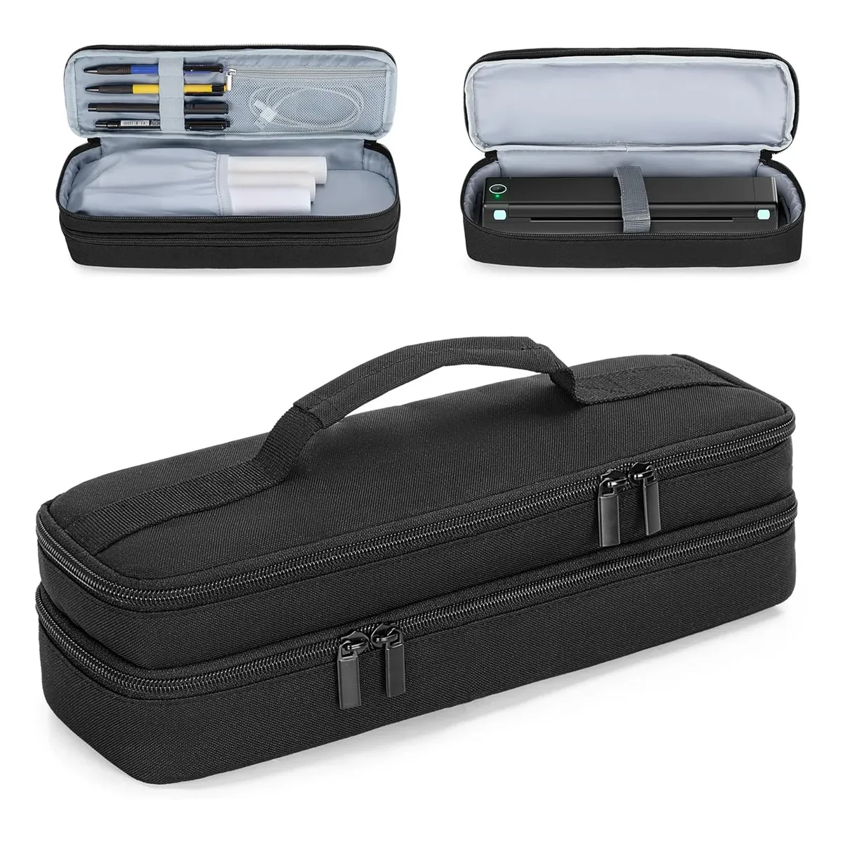 étui de rangement pour imprimante compatible avec phomemo m08f, itari m832, jadens, aixiqee, munbyn et la plupart des imprimantes, double couche