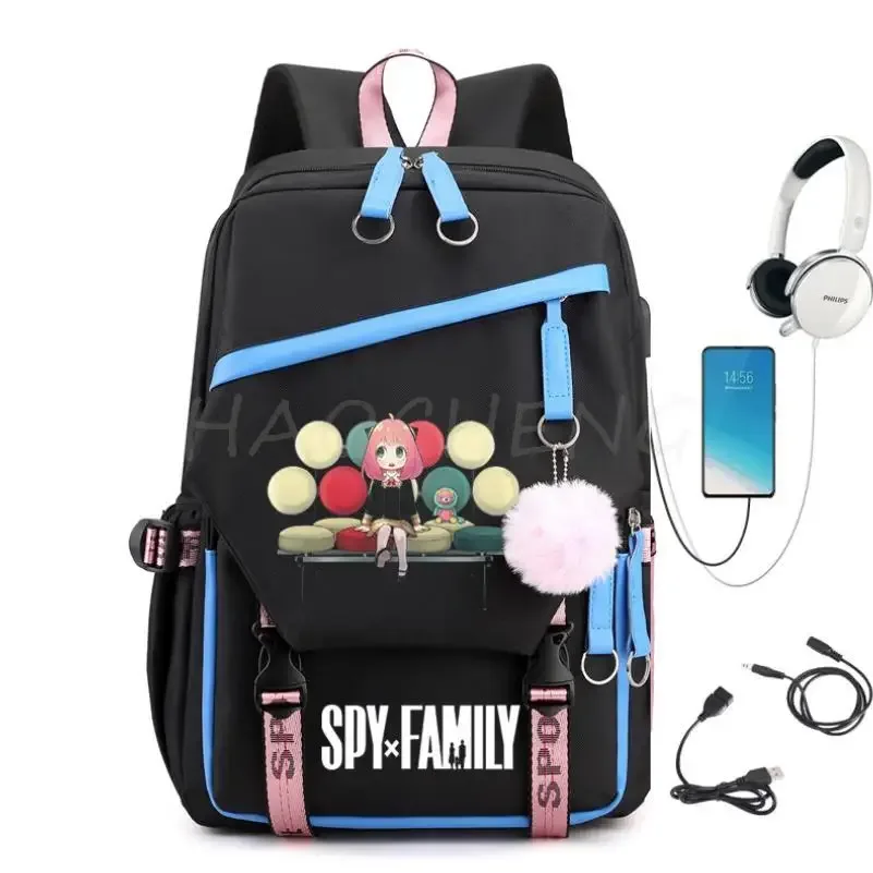 sac à dos familial éventuelles y x pour adolescents, charge usb, rose, voyage, sac à dos en toile pour étudiants, anya forger, cartables pour garçons et filles