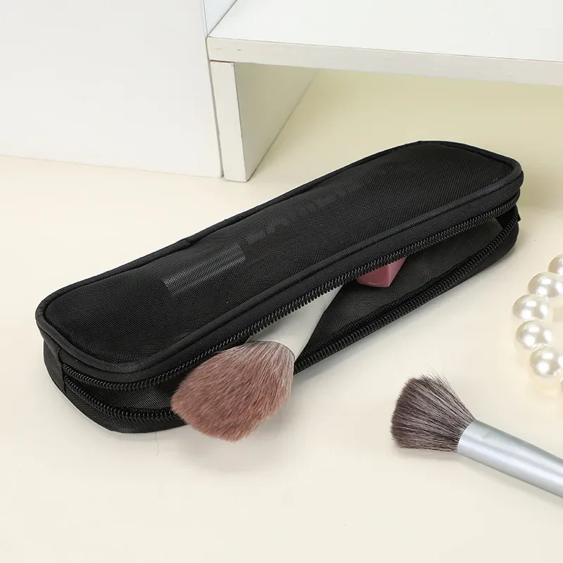 Étui de voyage pour pinceaux de maquillage, trousse de toilette cosmétique, organisateur pour hommes et femmes, outils de beauté, Kit en maille, pochette de rangement de lavage, accessoires