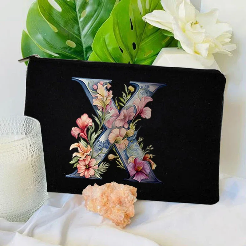 1 pc sac à lettres initiales sac de maquillage avec lettres pour femmes sac à cosmétiques initiales a-z sac de maquillage personnalisé sac de voyage, cosmétique initial