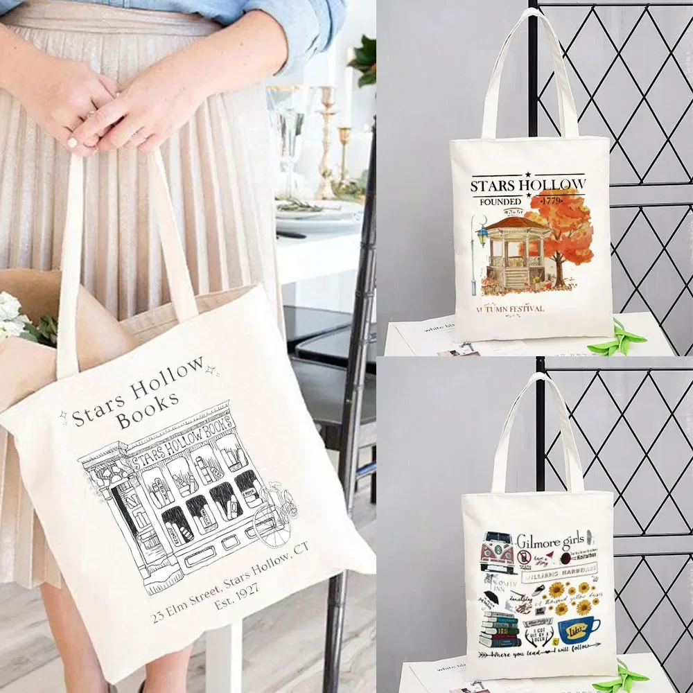 Sac fourre-tout de nettoyage creux pour femmes, sacs fourre-tout de créateurs, lin réutilisable, sac à provisions pour l'épicerie initiée, shopper Lady, étoiles