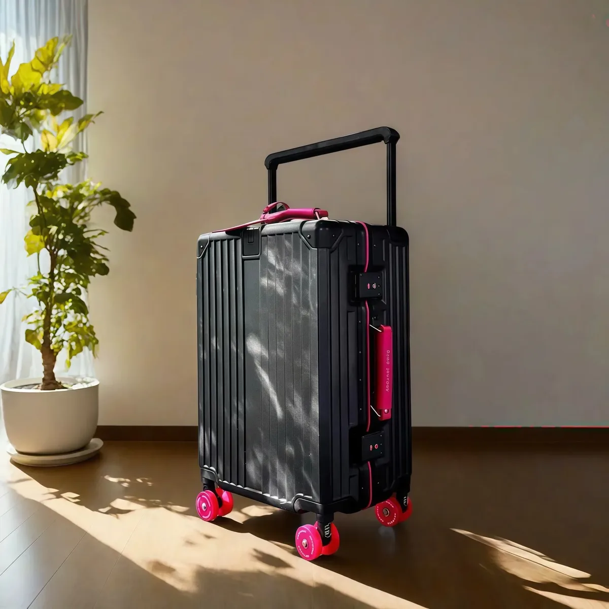 valise de chariot d'équilibre de voyage à guidon large avec roues silencieuses colorées serrure tsa bagage roulant matériau pc de grande capacité