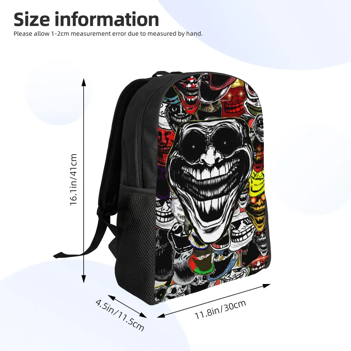 sac à dos personnalisé trollface amusant pour ordinateur portable, sac à dos basique pour femmes et hommes, sac à dos pour l'école, le collège, l'université, sac de dessin animé