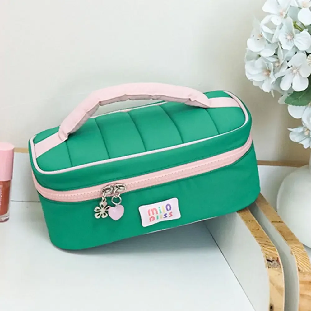 petite trousse de toilette fraîche et colorée, portable, grande capacité, sac de voyage pour cosmétiques, série pour filles, sac de rangement, couleur contrastée