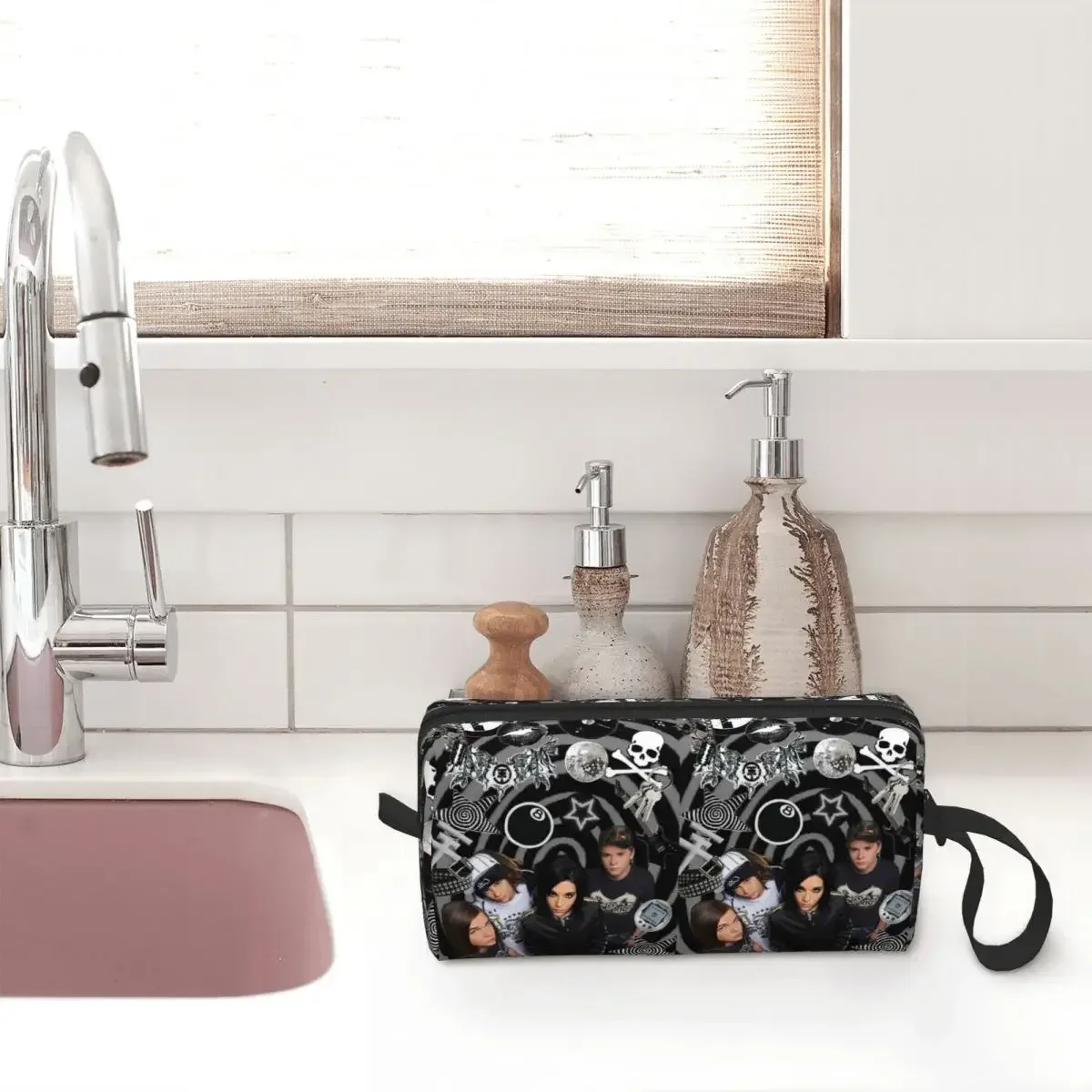 tokio hotel emblem – trousse de maquillage, organisateur de cosmétiques, trousse de rangement, trousse de beauté pour femmes, trousse à crayons