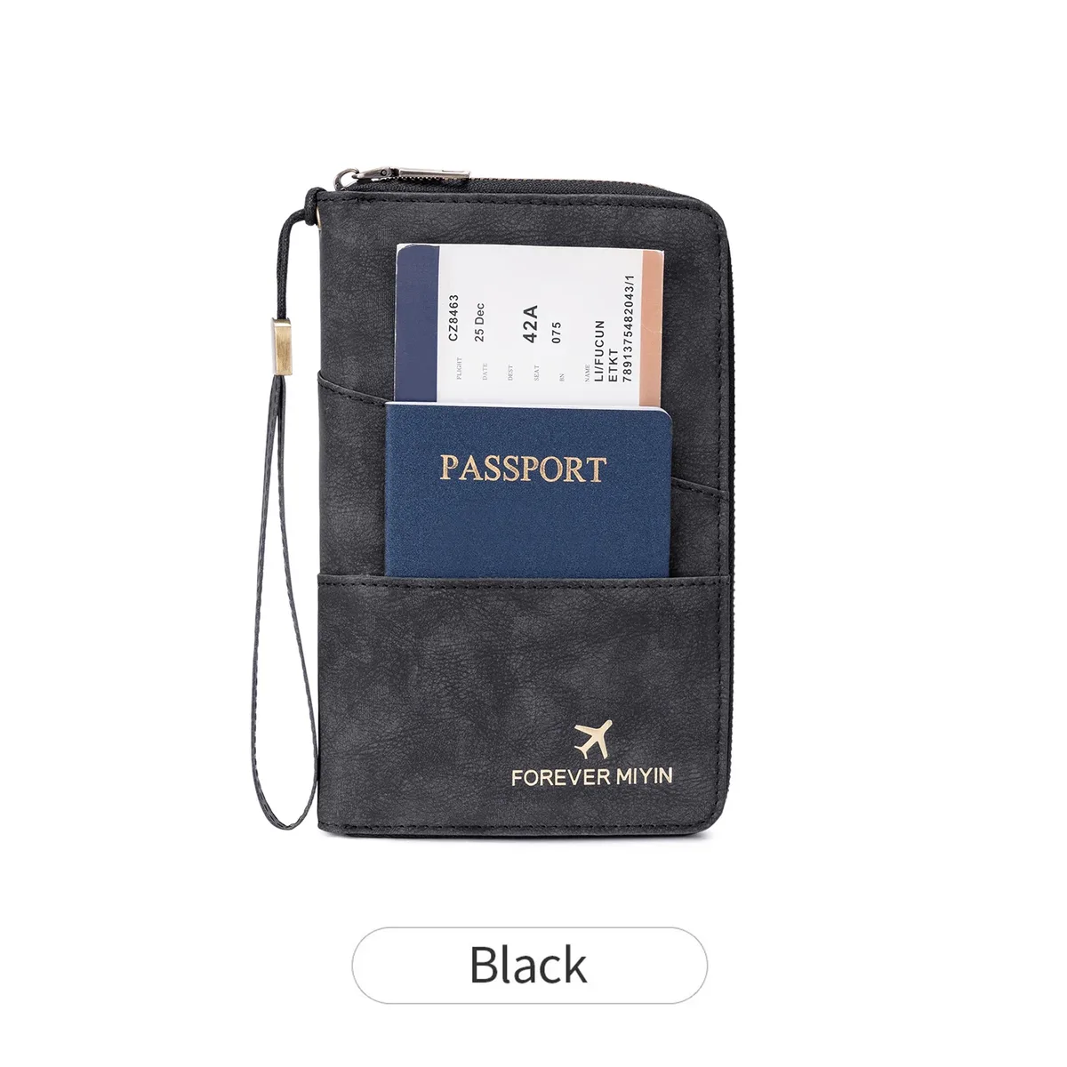 porte-passeport familial de voyage, portefeuille de rangement à fermeture éclair pour documents de grande capacité, sac à main en pu, accessoire de voyage unisexe