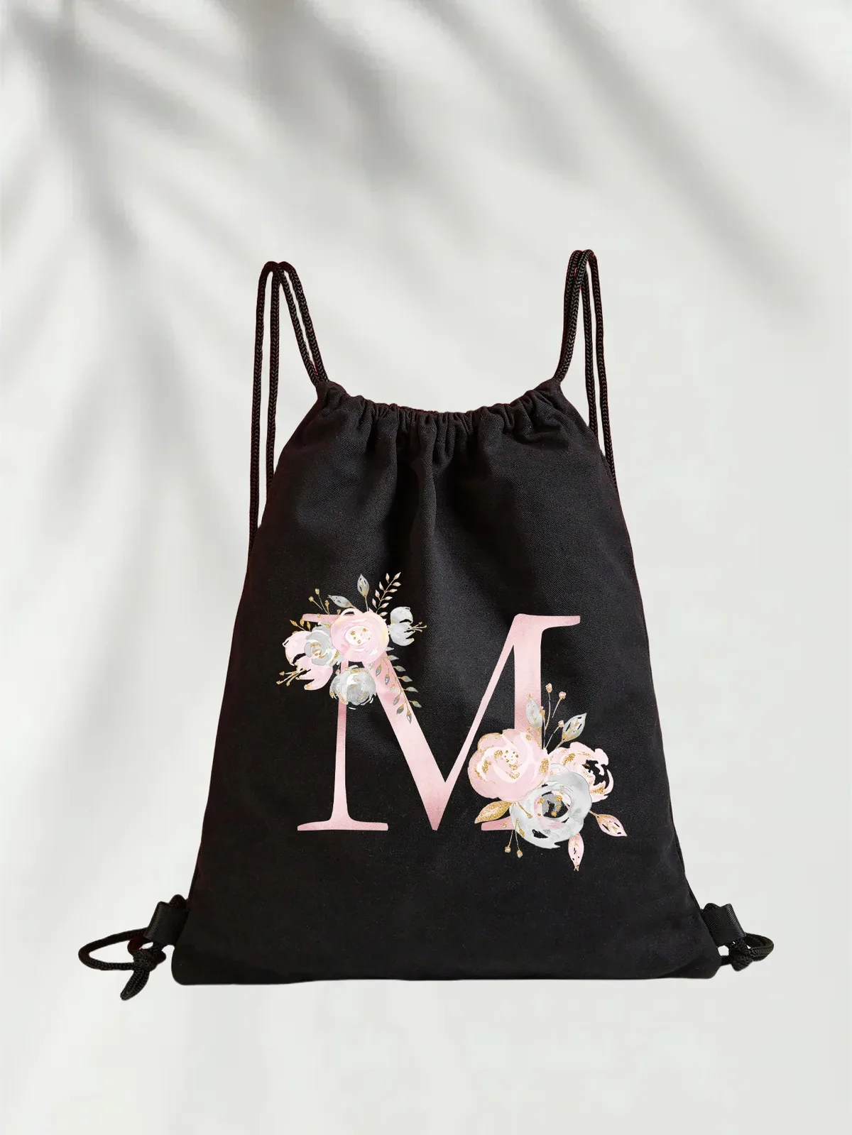 sac à dos léger unisexe à cordon de serrage pour le sport et le fitness, les voyages en plein air et les étudiants avec motif de nom de lettre initiale