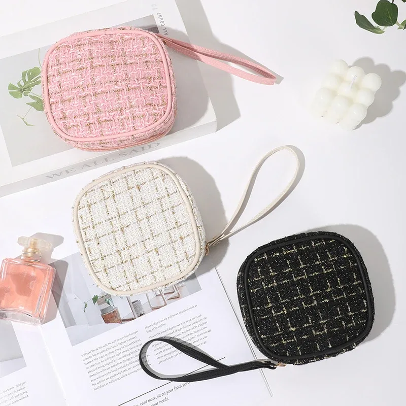 Mini sac de rangement de maquillage pour dames, portable, rouge à lèvres, clé, pièce de monnaie, ligne de données, évaluateurs, serviettes hygiéniques pour filles, fourre-tout simple