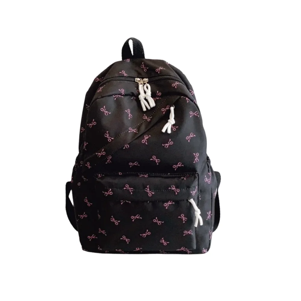 sac à dos en toile avec nœud, bretelles réglables, grande capacité, sac d'école pour étudiants, sac de rangement, sac à bandoulière de style japonais pour adolescents