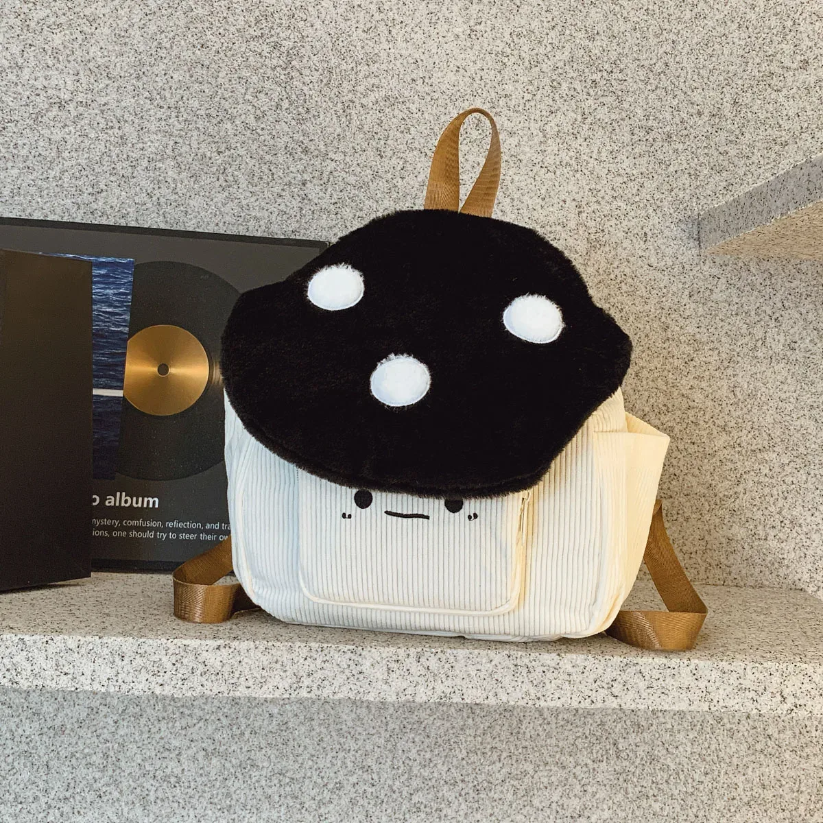 sac à dos d'étudiant en peluche exquis et mignon en forme de champignon, léger, grande capacité, pour filles, idéal pour l'école et les trajets quotidiens