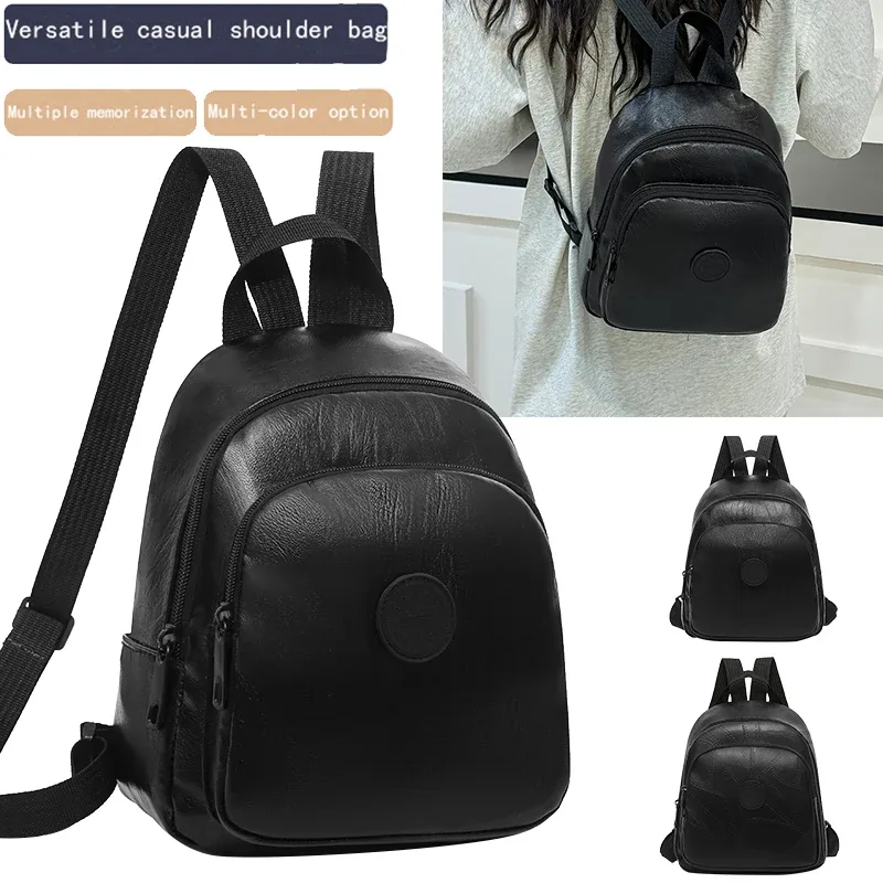 Mini sac à dos élégant en simili cuir multicolore, sangle réglable, léger pour les sorties quotidiennes, sac fonctionnel décontracté et élégant