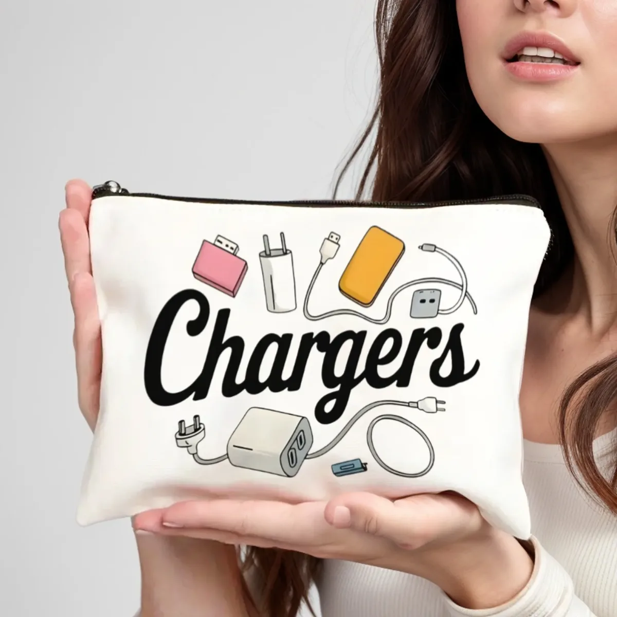 chargeurs accessoires électroniques sac de rangement câbles de dessin animé batterie externe et icônes usb imprimer organisateur de voyage pochette pour équipement de chargement
