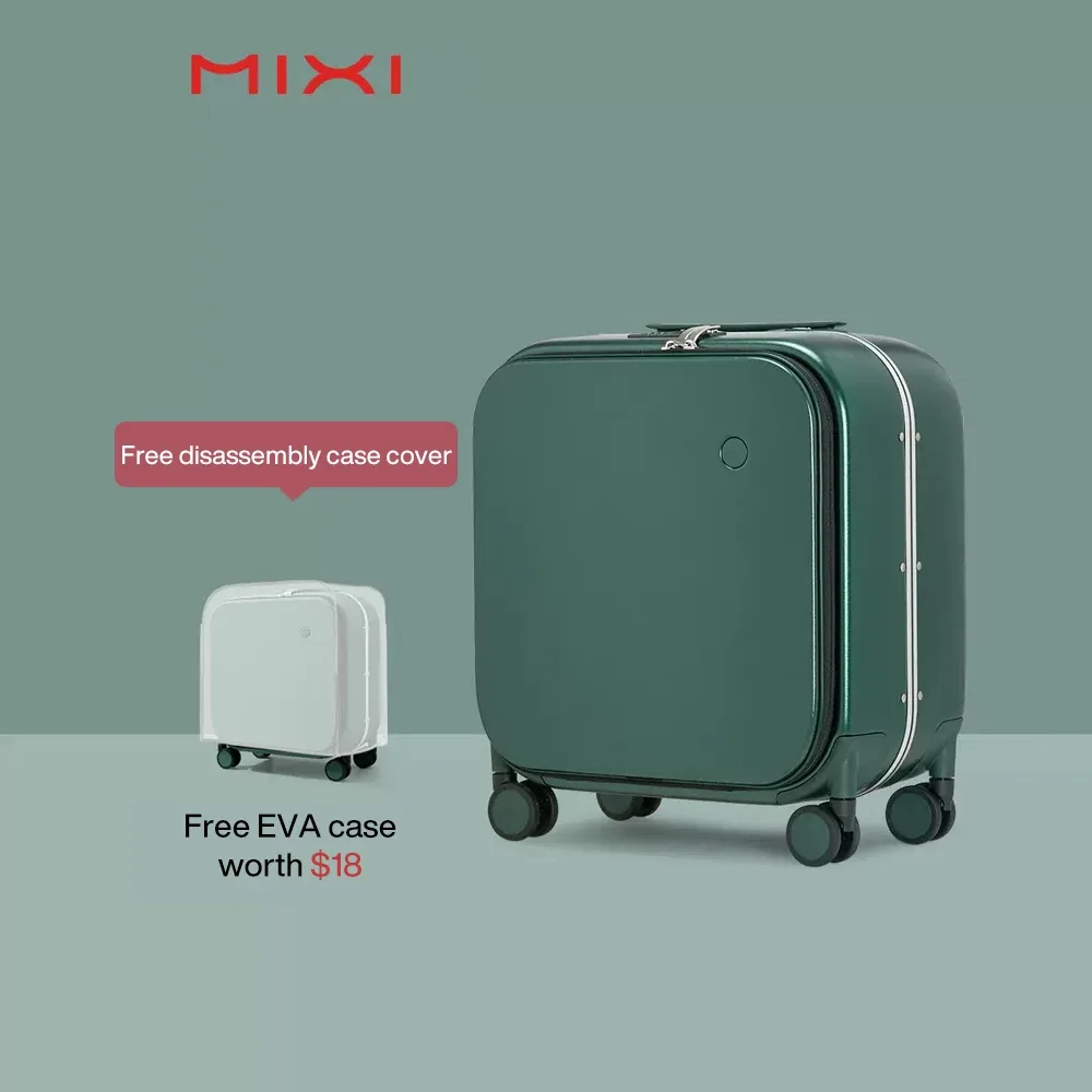 mixi nouveau design brevet valise à main femmes 18 pouces bagage roulant hommes polycarbonate cadre en aluminium élégant noble