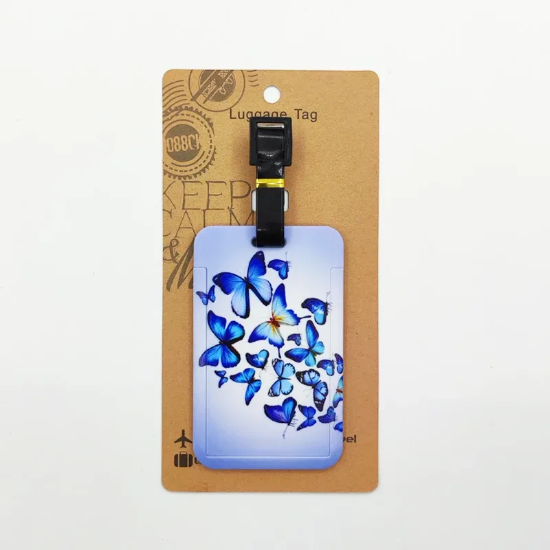 étiquette de bagage papillon pour femmes, étiquette de bagage de voyage pour filles, porte-adresse d'identification, bagages d'embarquement, billet de valise portable