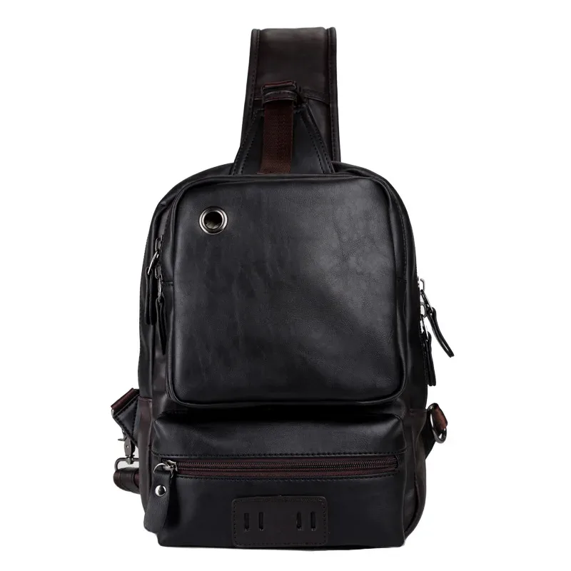 sac à dos de poitrine en cuir pu pour hommes, sacs de messager pour hommes, sac à dos vintage, sacs à bandoulière décontractés, petit sac à bandoulière, mode unique initié