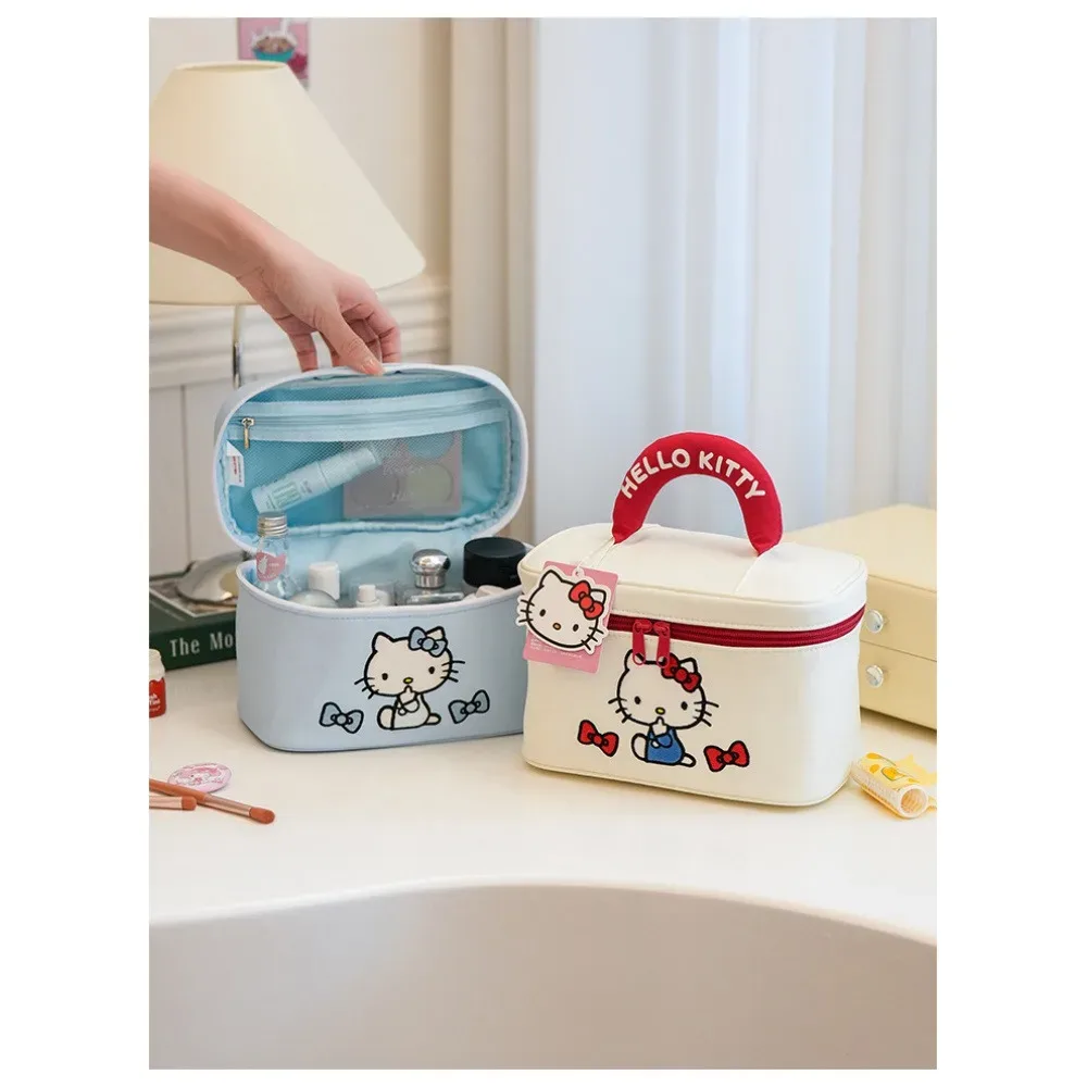 Trousse de toilette portable imperméable de grande capacité, un incontournable pour les filles, sac de rangement Kitty, organiseur de soins de la peau pour dortoir étudiant