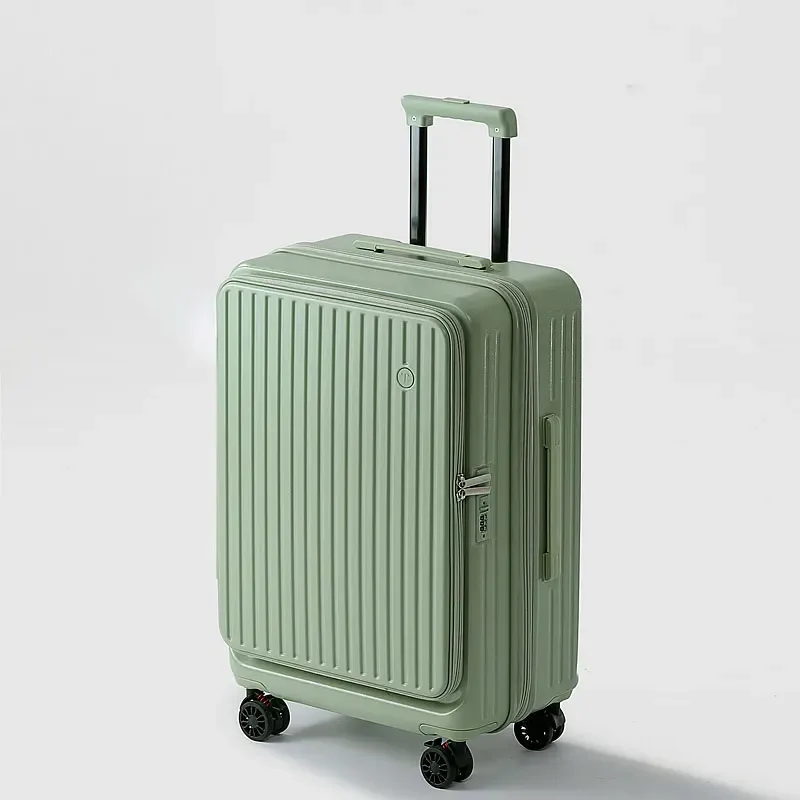 valise multifonctionnelle extensible à ouverture frontale avec porte-gobelet, crochet, frein, roues silencieuses et serrure à combinaison