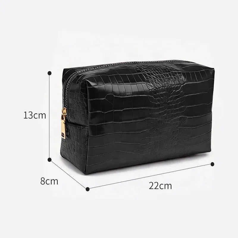 grande pochette de rangement pour cosmétiques imperméable à fermeture éclair, nouvelle mode, en cuir pu crocodile, sac à cosmétiques pour femmes