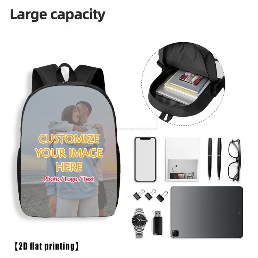 sac à dos personnalisé avec impression photo, léger, imprimé en 2d, sac à dos pour ordinateur portable, sac à livres d'école, sac de voyage, cadeau pour hommes, femmes et enfants