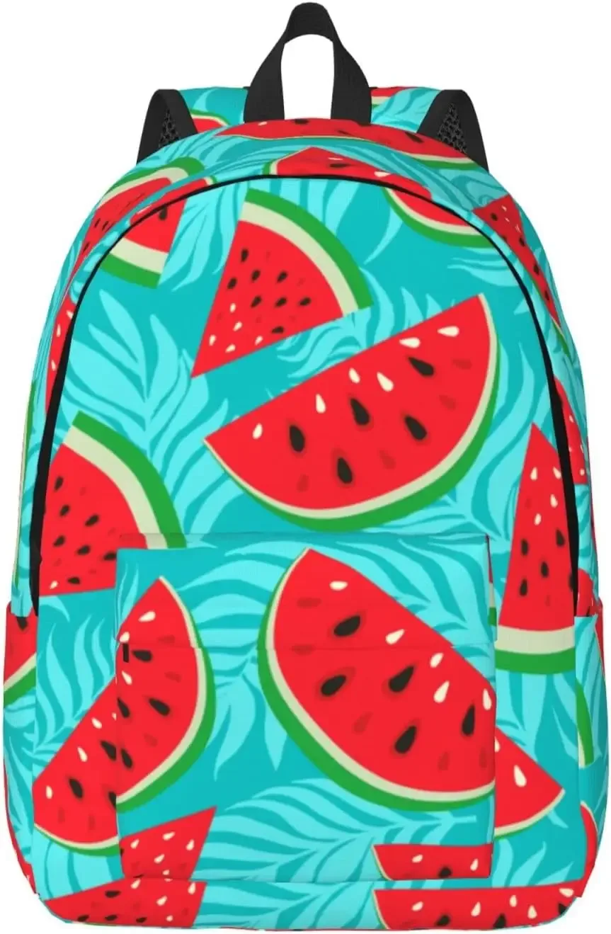sac à dos en toile pour homme et femme, observateur, décontracté, tranches d'eau neutres et feuilles tropicales, pour ordinateur portable, voyage en plein air