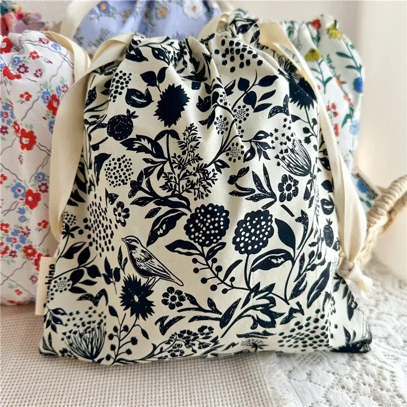 organisateur portable pour sous-vêtements chaussettes soutien-gorge coton sac de maquillage voyage sacs à cordon ins fleur impression vêtements sacs à cosmétiques 2026