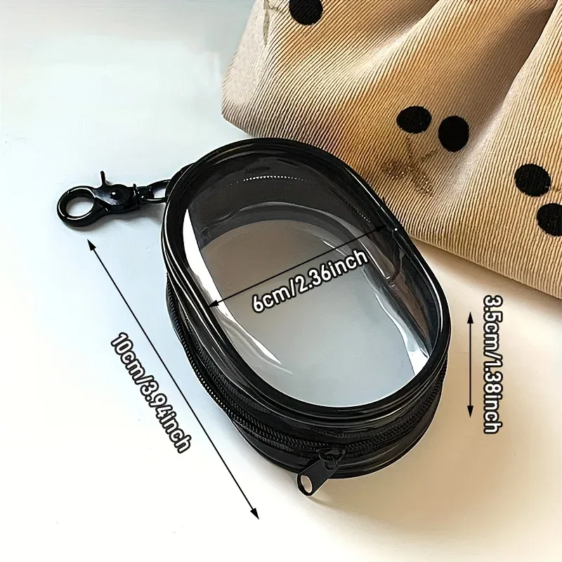 sac de rangement portable mini transparent avec fermeture éclair et boucle porte-clés, organisateur peu encombrant pour écouteurs, chargeurs et petits articles quotidiens