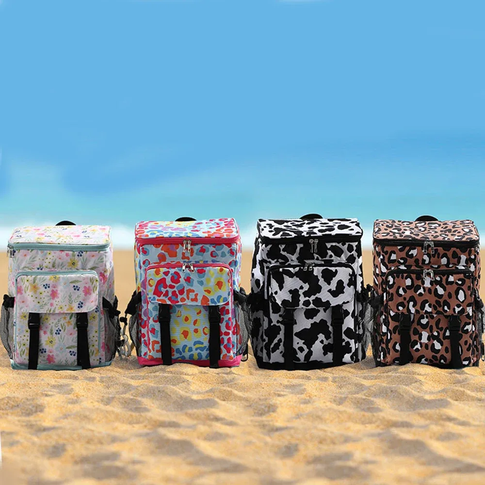 léopard refroidisseur sac à dos doux isolé sac isotherme plage étanche oxford refroidisseur déjeuner sac à dos pour randonnée canettes de shopping été