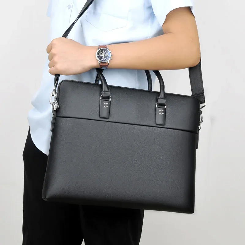 mallette professionnelle en cuir pour hommes, sac de bureau pour ordinateur portable de 14 pouces avec bandoulière, sac messager d'affaires étanche