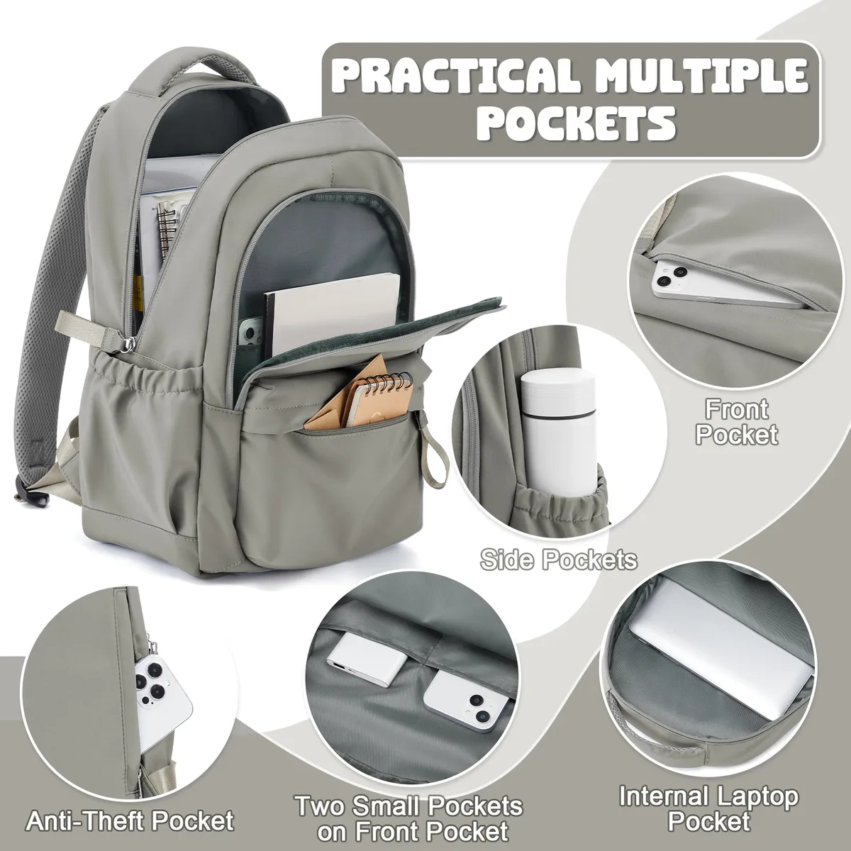 sac à dos pour ordinateur portable pour femme, sac à dos de travail antivol pour 14 pouces, sac à dos d'école pour infirmière, sac à livres pour adolescentes et garçons