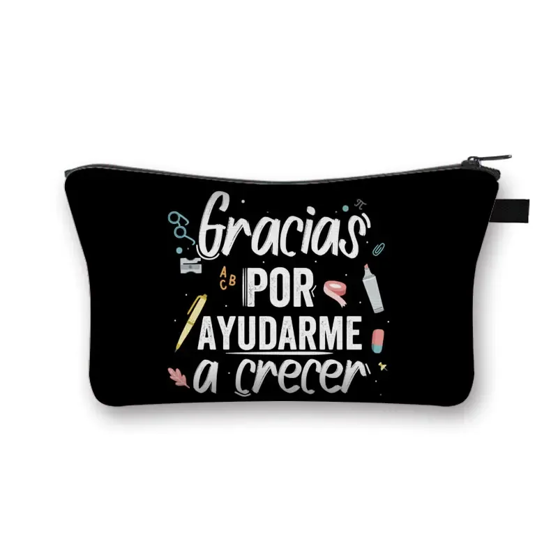 merci enseignant/ gracias maestra/ merci maitresse trousse à cosmétiques femmes trousse de maquillage filles organisateur cosmétique cadeau de remise des diplômes