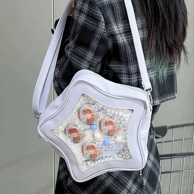 sac à dos ita étoile jaune pour filles, sac à dos kawaii, sac à dos transparent, cartable de voyage pour adolescents, poche avant étanche, mode mignonne y2k
