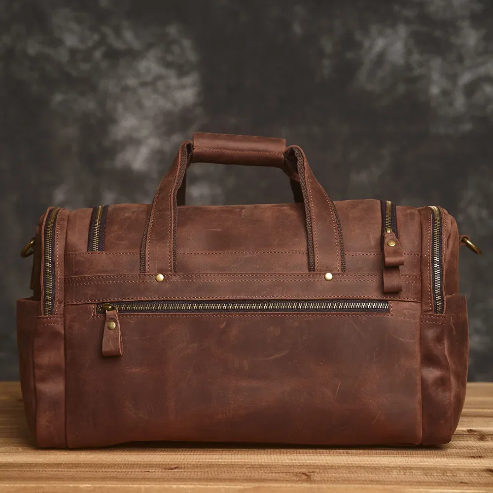 zrcx – sac à main vintage pour hommes, sac de voyage en cuir véritable, grande capacité, messager à bandoulière unique pour ordinateur portable de 14 pouces