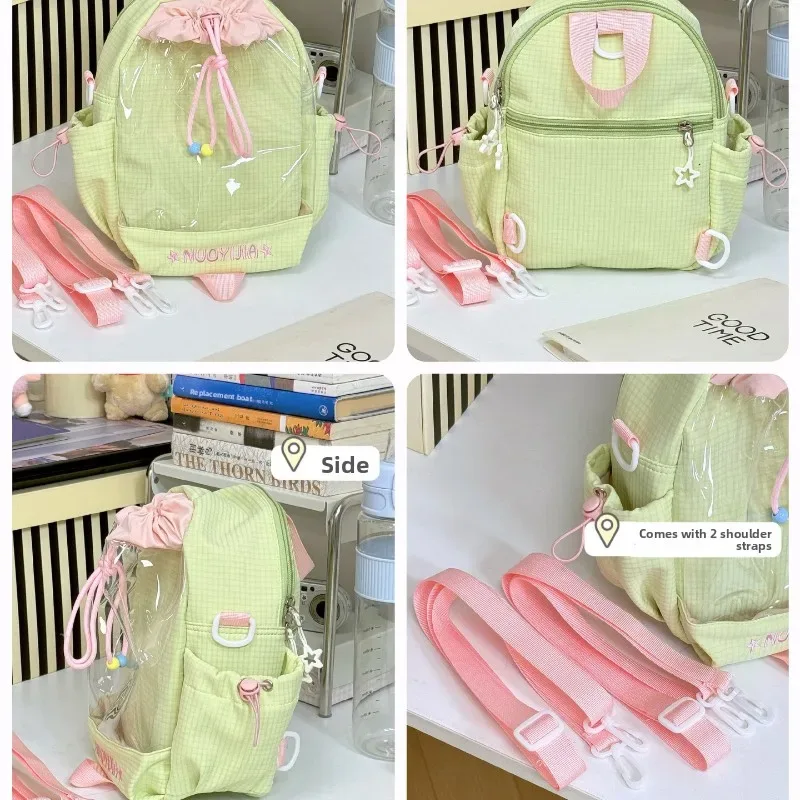 sac à dos anime transparent style japonais avec poupée pleurante, sac à bandoulière grande capacité pour filles, idéal pour l'école et les trajets quotidien