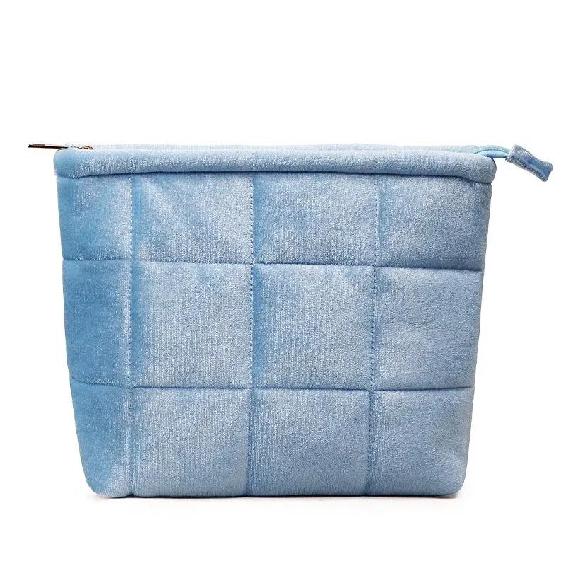 1 pièce trousse de maquillage matelassée en velours, grande capacité, pochette de toilette de voyage, organiseur de cosmétiques portable pour femmes