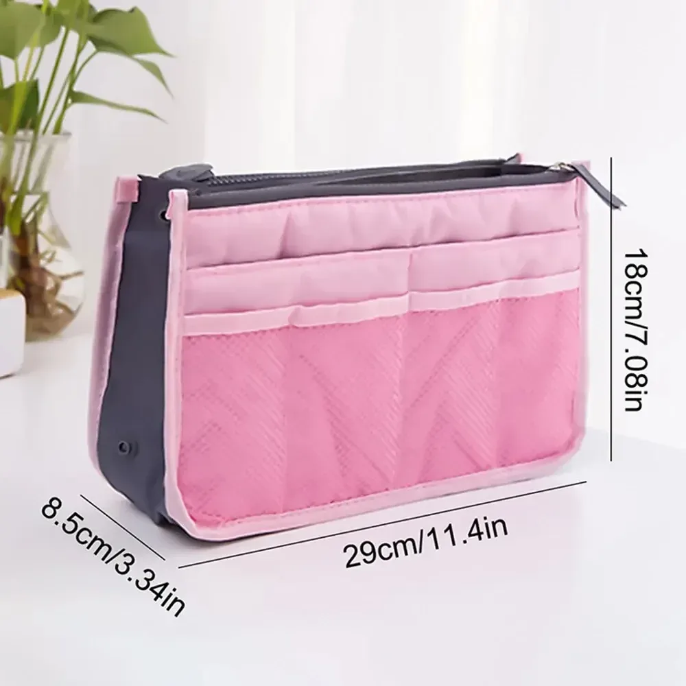 sac de maquillage multifonctionnel de grande capacité, sac de voyage portable à double fermeture éclair, sac de rangement pour articles de toilette, sac pour maman, sac cosmétique multi-poches